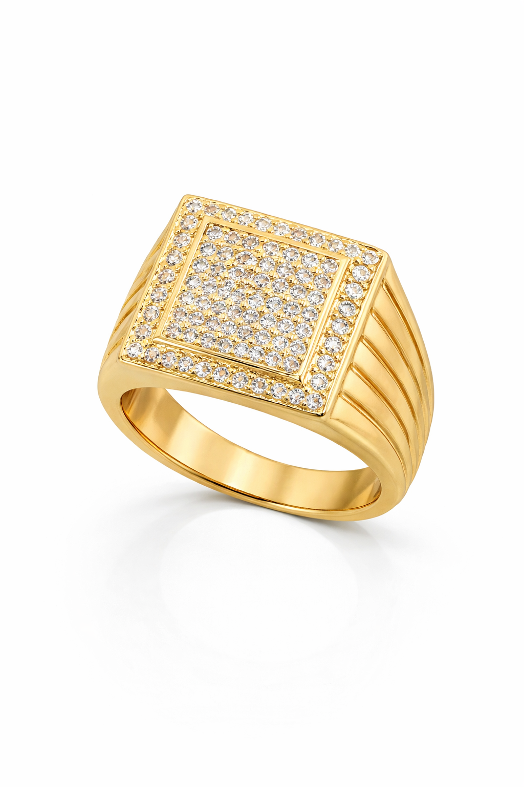 14KT MODERN CZ SQUARE RING Size 10.5 Weigth 4.6GR