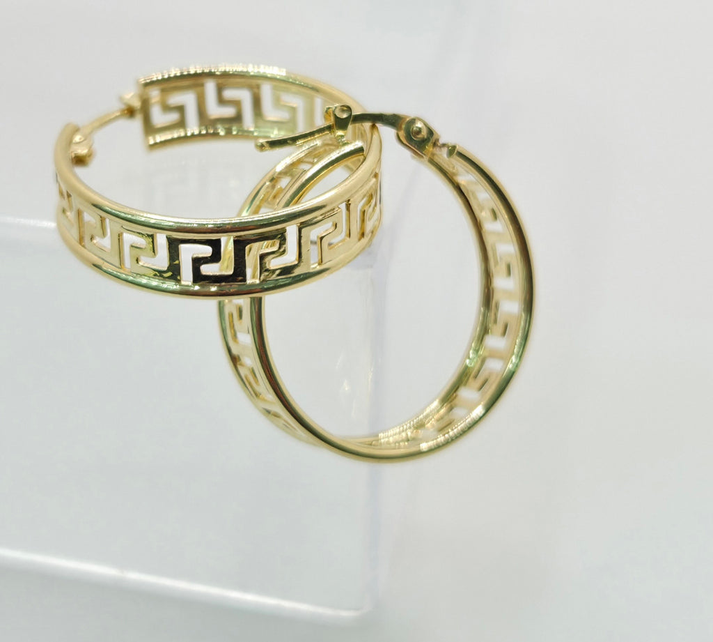 10KT GREEK SILHOUETTE HOOP EARRINGS Size 3 Weight 3GR