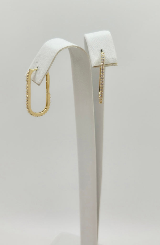 10KT CZ DETAIL RECTANGULAR HOOPS EARRINGS  Weight 2GR