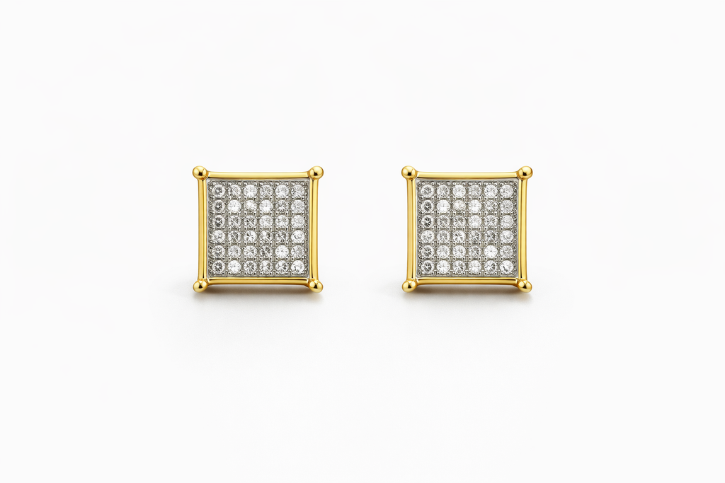 10KT SQUARE DIAMOND  EARRINGS
