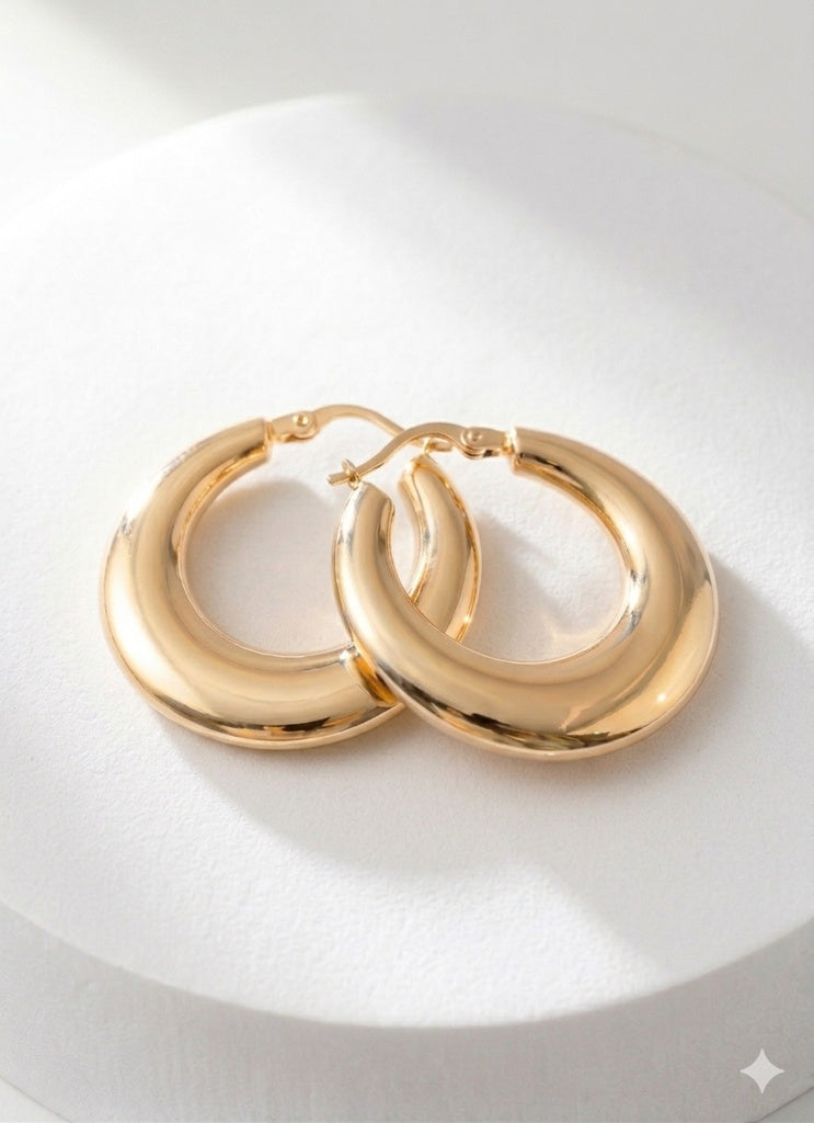 10KT VINTAGE CRESCENT MOON DESIGN HOOPS EARRINGS Weight 4.4GR