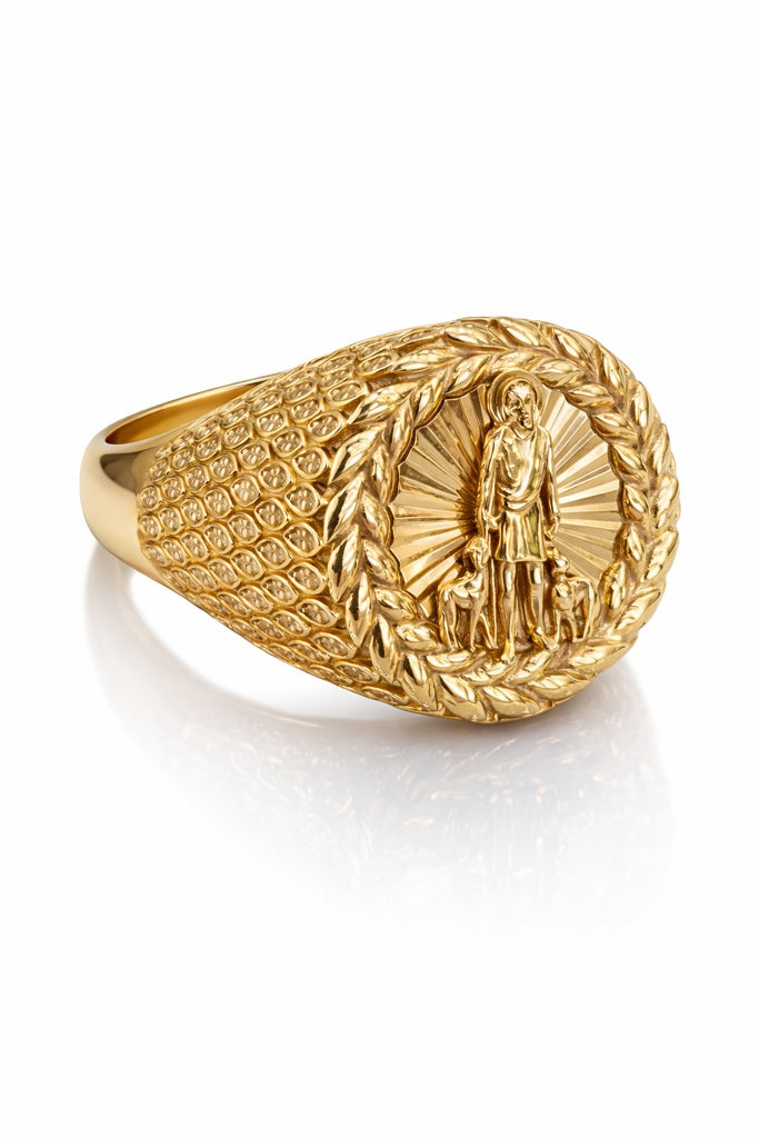 14KT LEAVES AND CZ DETAILS SAN LAZARO RING Size 12.5 Weigth 14.7GR