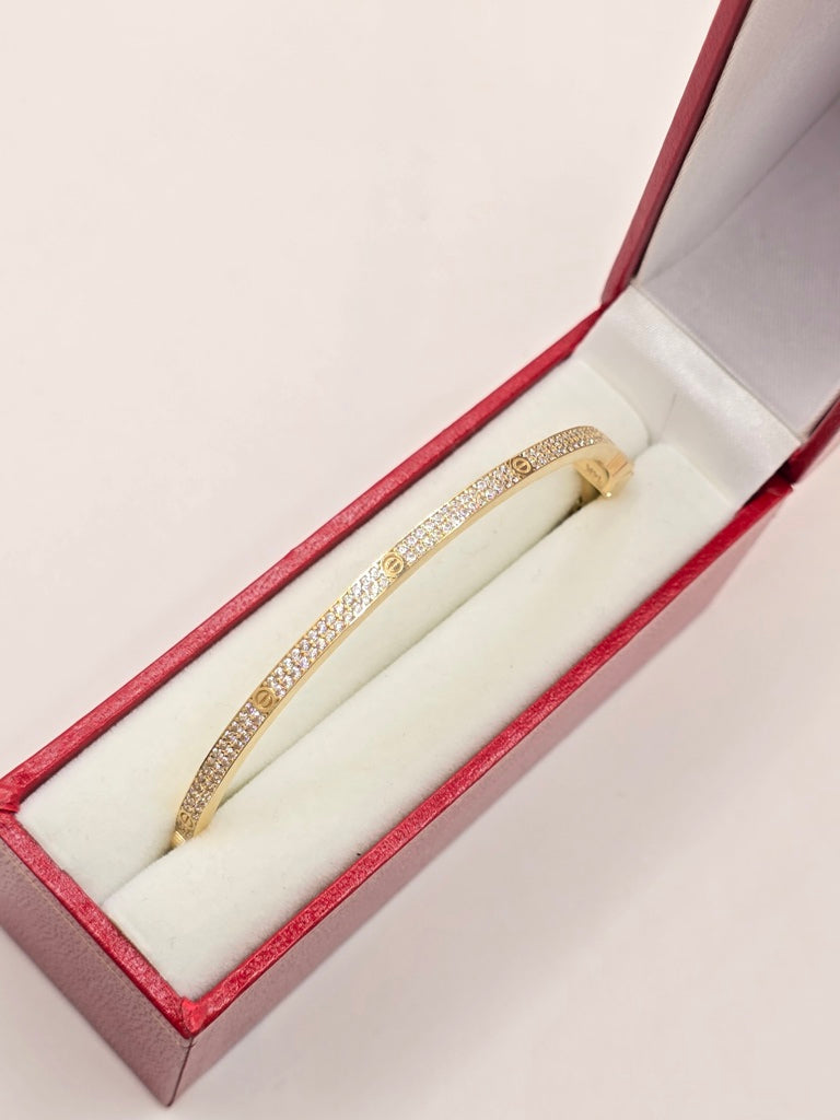 14KT YELLOW GOLD CARTI BANGLE WITH ZIRCONIA Size 3MM Weight 7.2GR