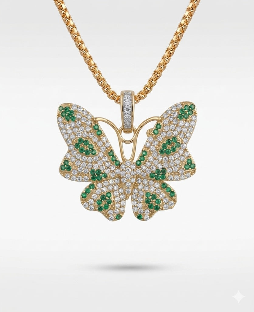 10KT CZ BUTTERFLY PENDANT Size
