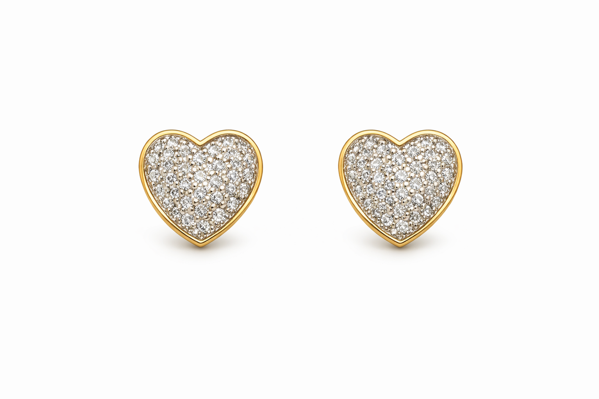 10KT HEART DIAMOND EARRINGS Size 0.30CTW