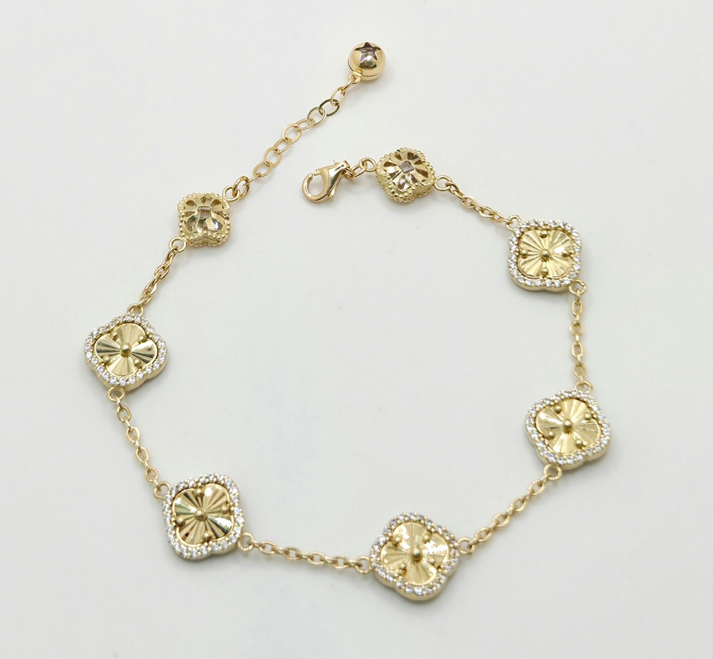 14KT FLOWER BRACELET Size 7.5INCH Weigth 8.5GR