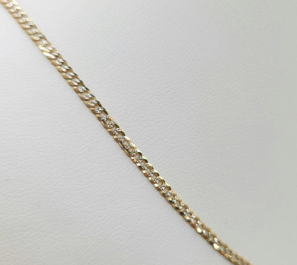 10KT TWO TONE CUBAN CURB FLAT CHAIN Size 20INCH 4MM Weight 6.6GR