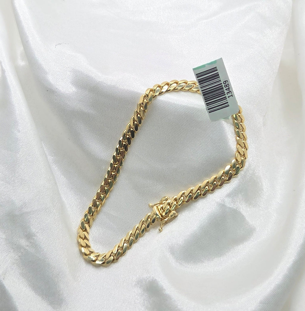 10KT SOLID MIAMI CUBAN BRACELET Size 4MM 7INCH Weight 9.5GR