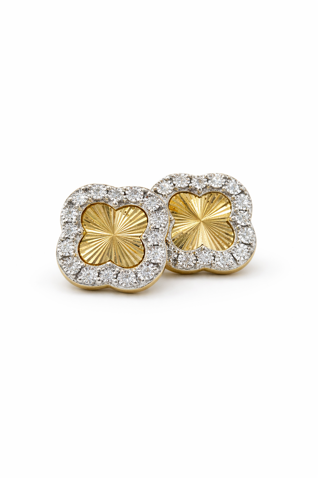 10KT GOLD AND DIAMOND FLOWER EARRINGS Size JUMBO Weigth 5.2GR