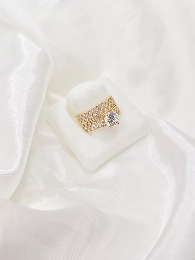 10KT CZ NET WOMEN'S ENGAGEMENT RING  Size 7 Weight 3.5GR
