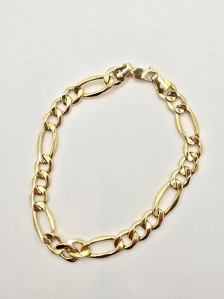 10KT FIGARO BRACELET  Size 9INCH 7MM Weight 11.3GR