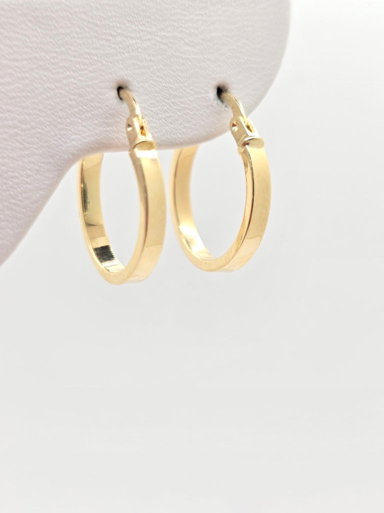 14KT PLAIN STRAIGHT EDGE HOOPS EARRINGS Size 2 2.5MM Weight 1.3GR