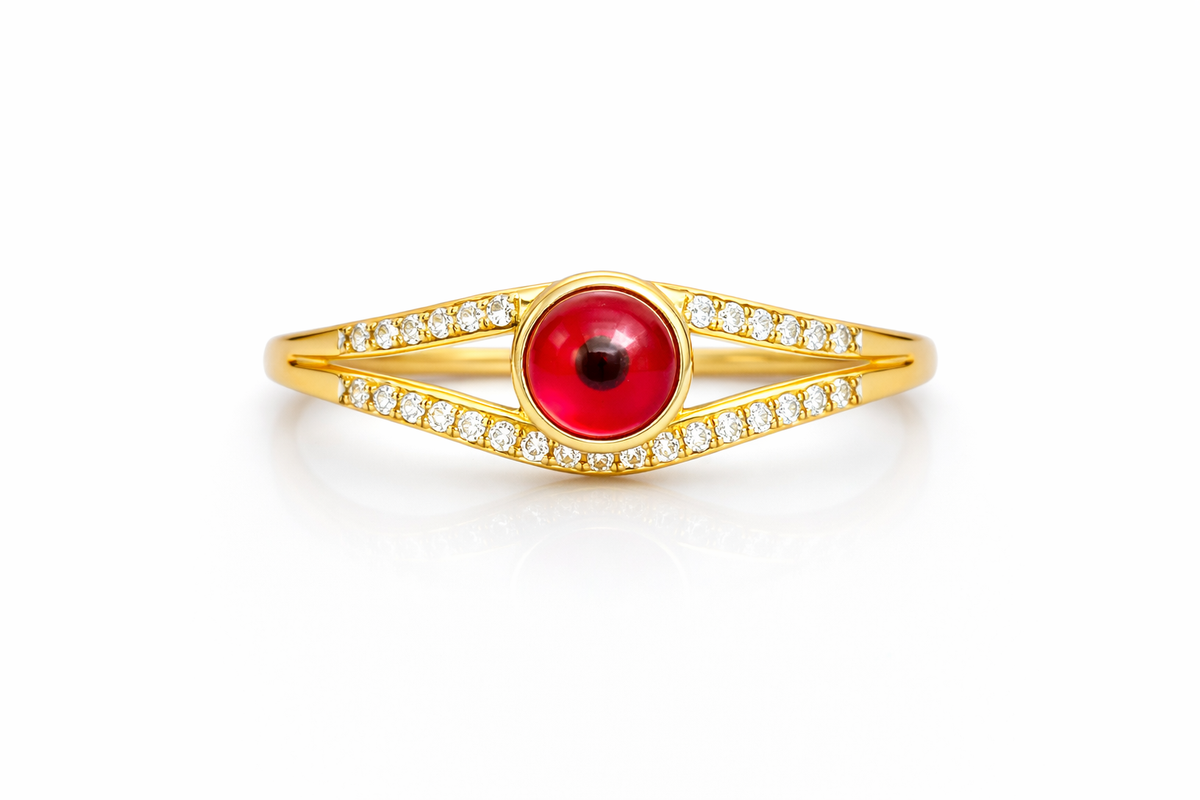 10KT ROUND EYE CENTER RING Size 7 Weigth 3.2GR