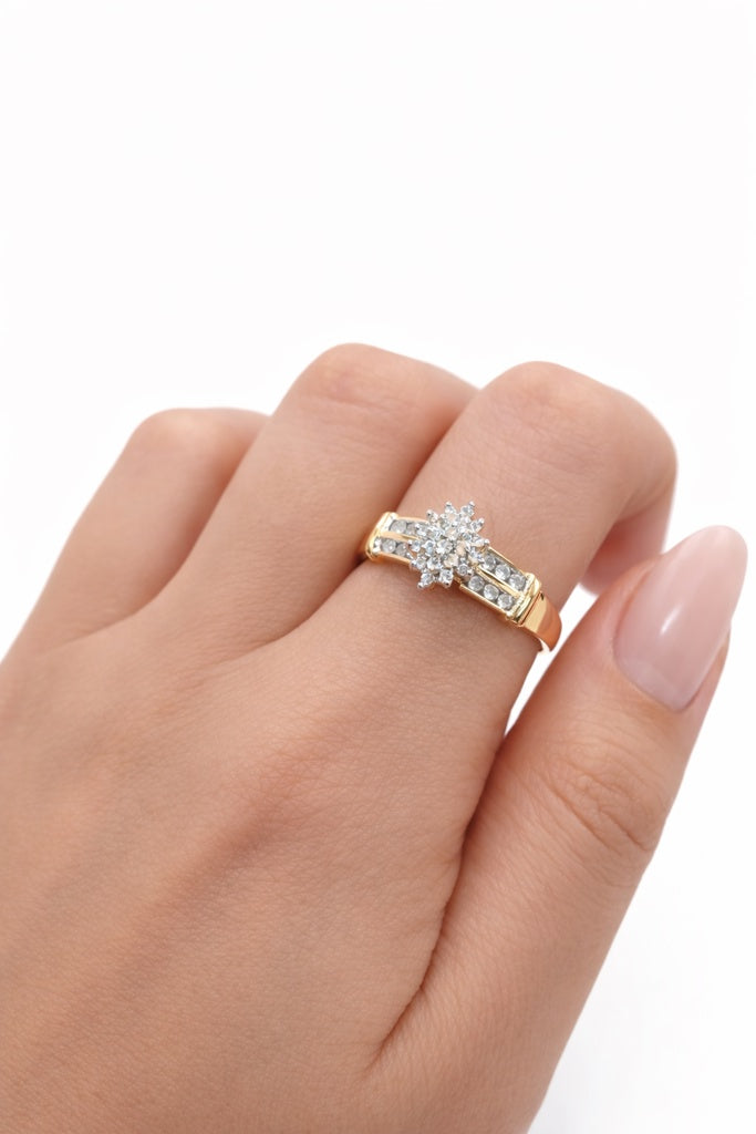 10KT DELICATE ALMOND DIAMOND PROMISE RING Size 7/0.24CT