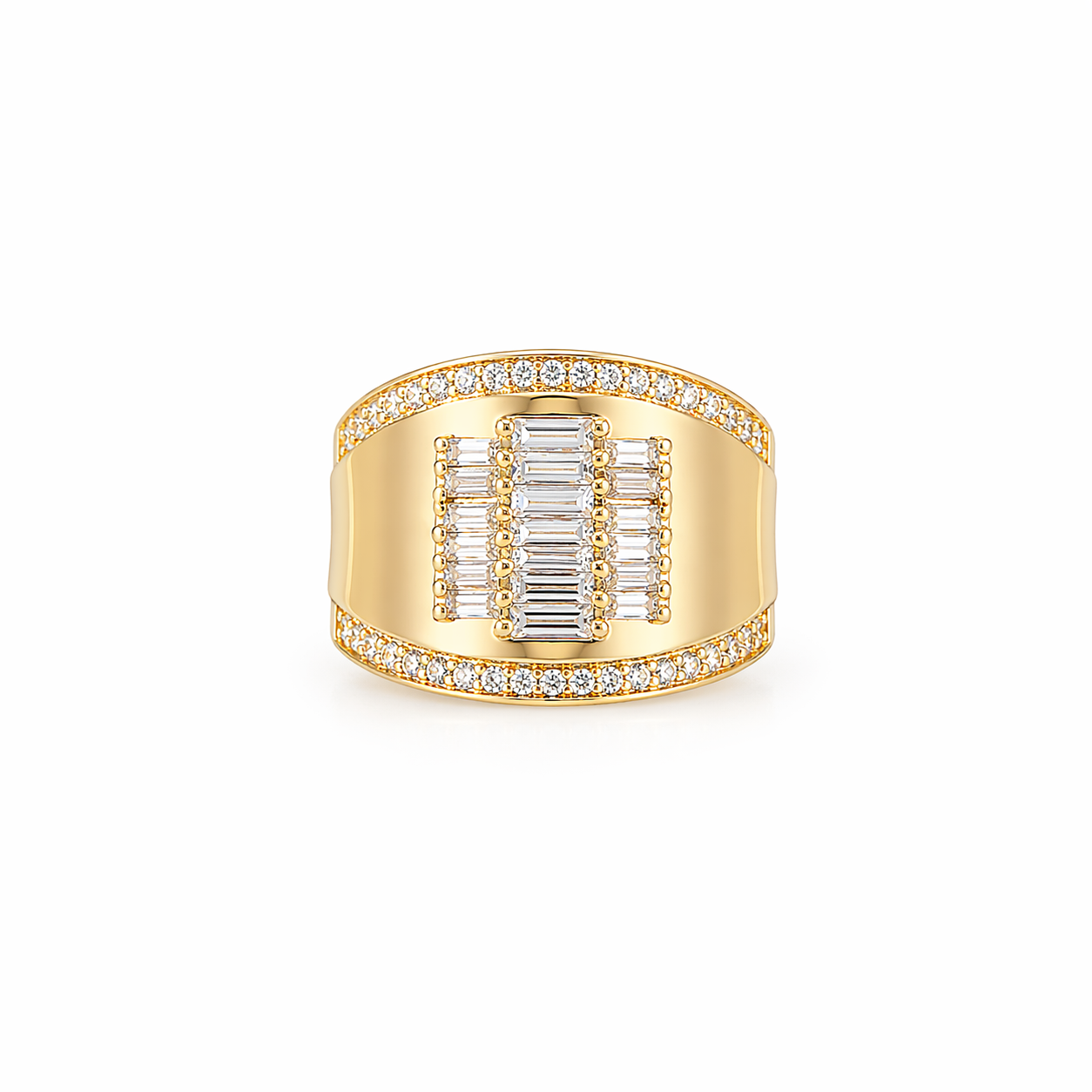 10KT ELEGANT BAGETTE DESIGN WOMAN'S RING Size 8 Weigth 3.5GR