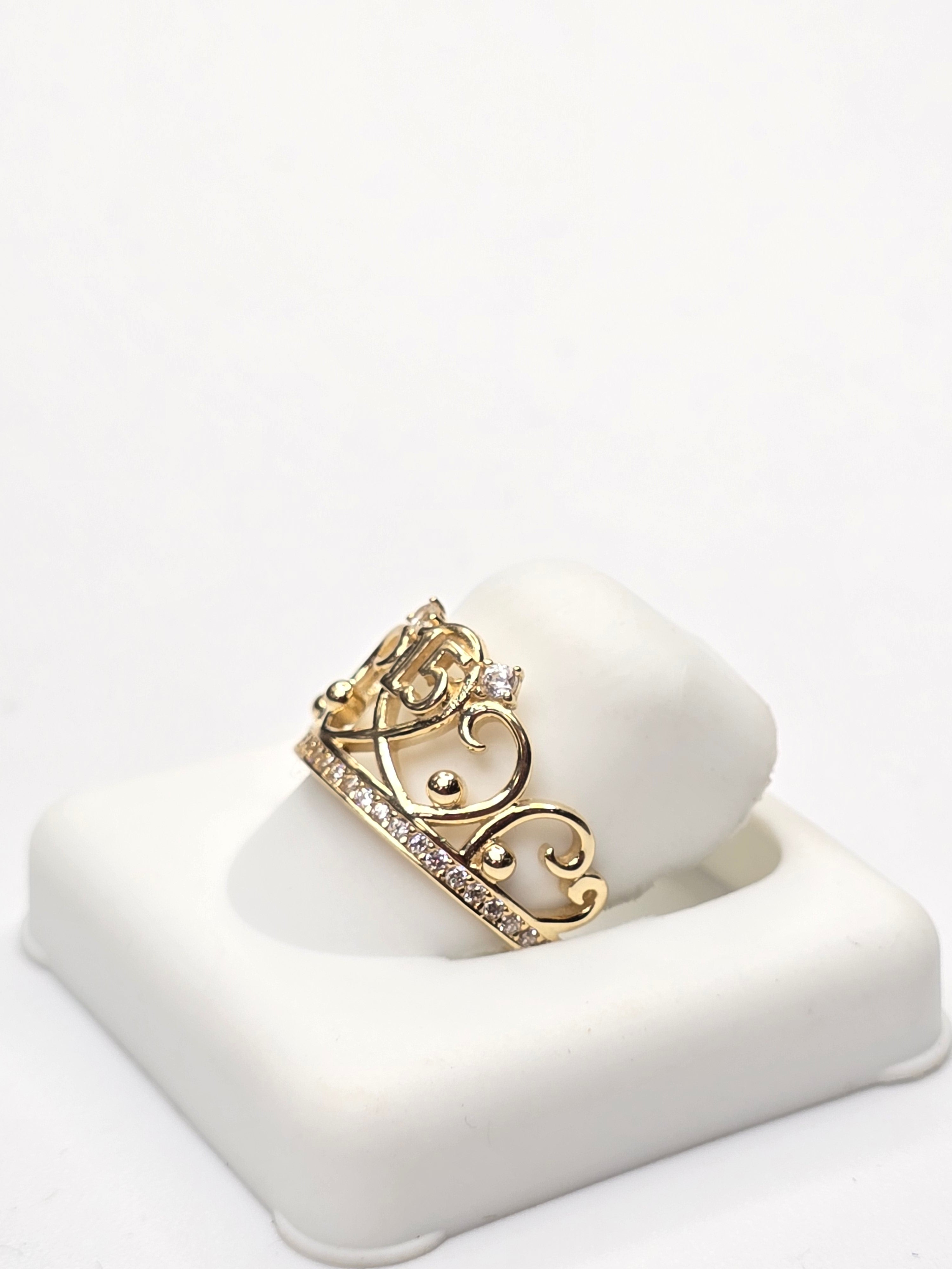 14KT FIFTEEN CROWN RING Size 7 Weigth 2.7GR