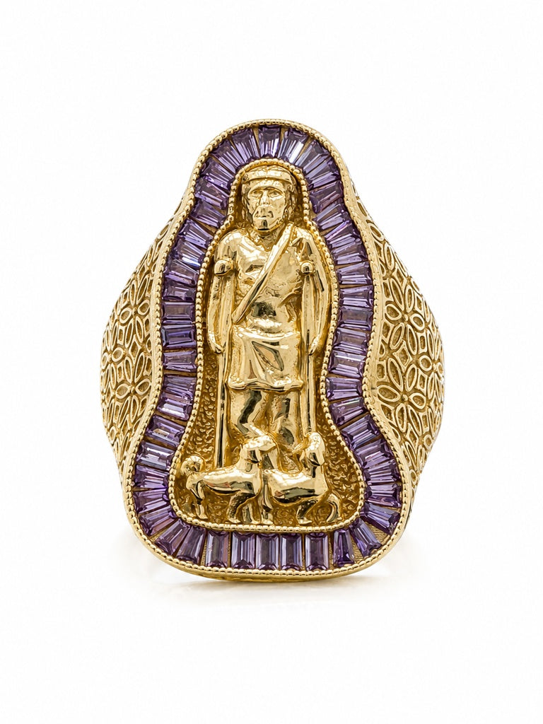 10K PURPLE HALO SAN LAZARO RING Size 12