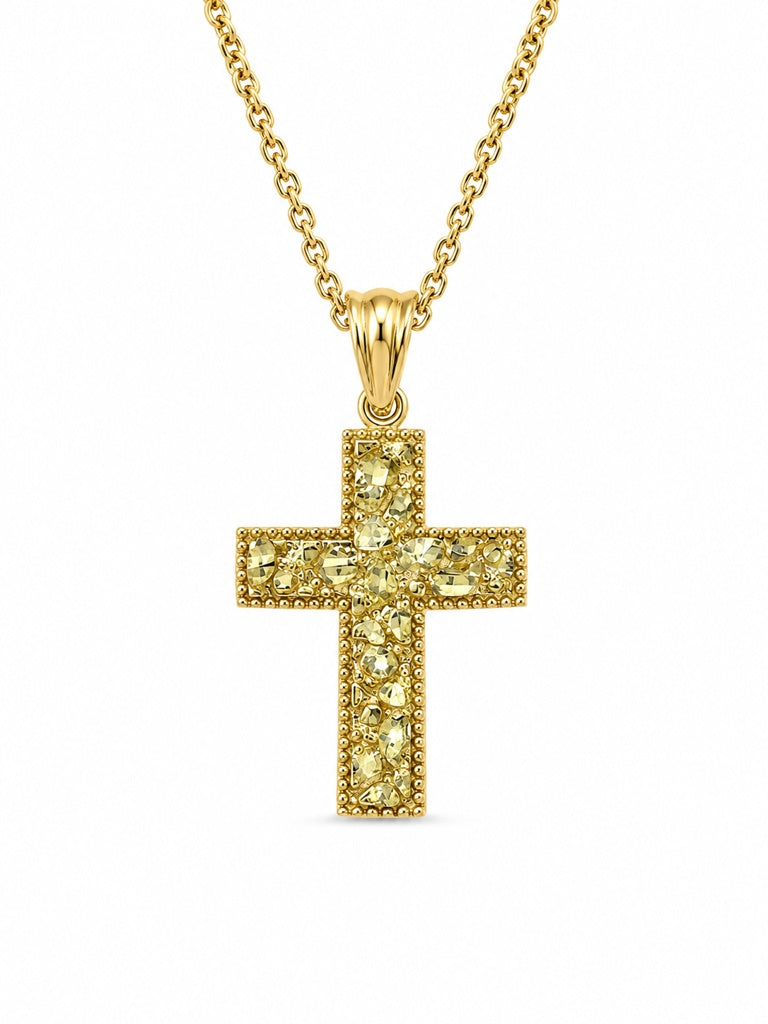 10KT NUGGETS DESIGN CROSS PENDANT Size SMALL Weigth 1.1GR