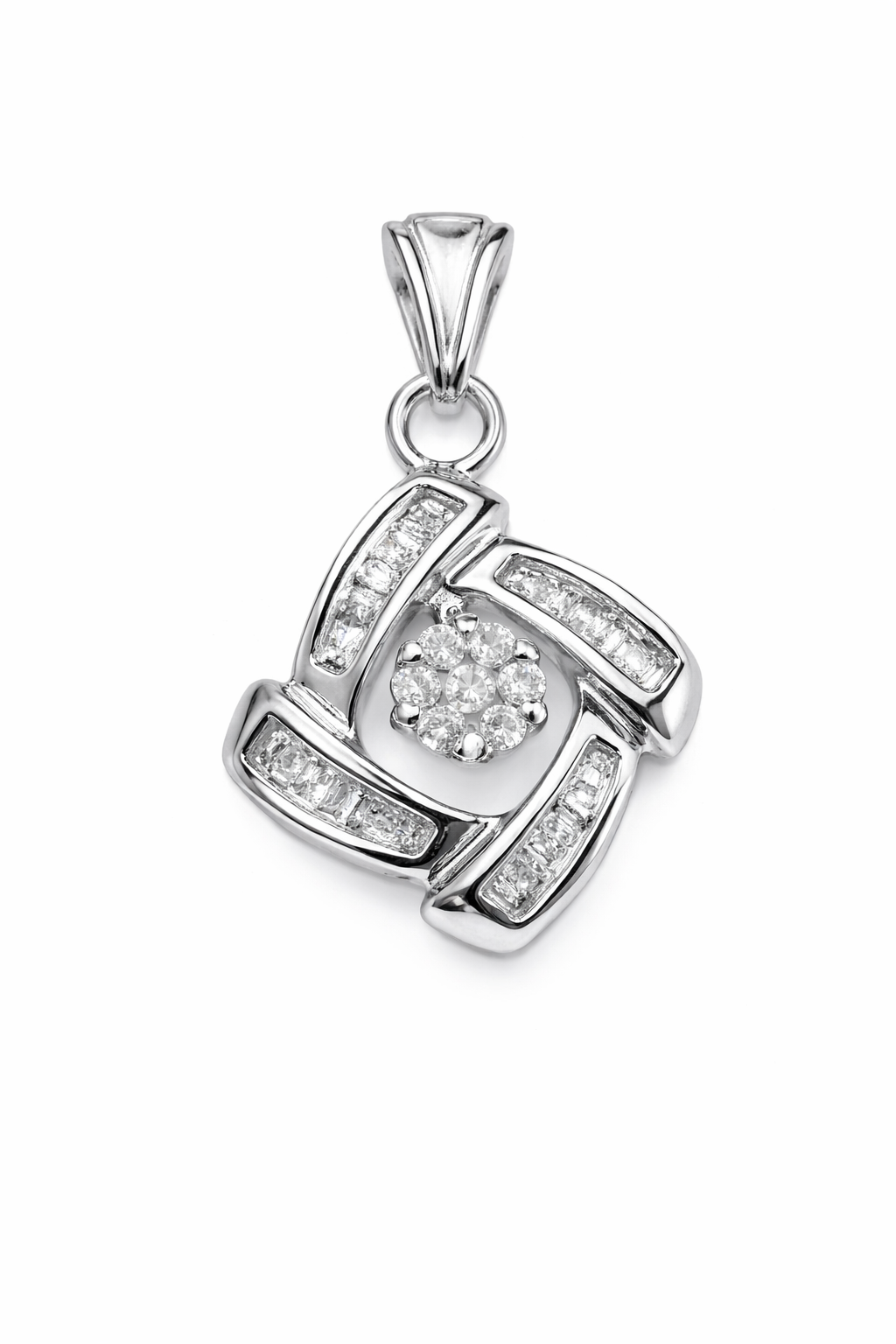 10KT WHITE GOLD ELEGANT SQUARE DIAMOND PENDANT  Weigth 2GR