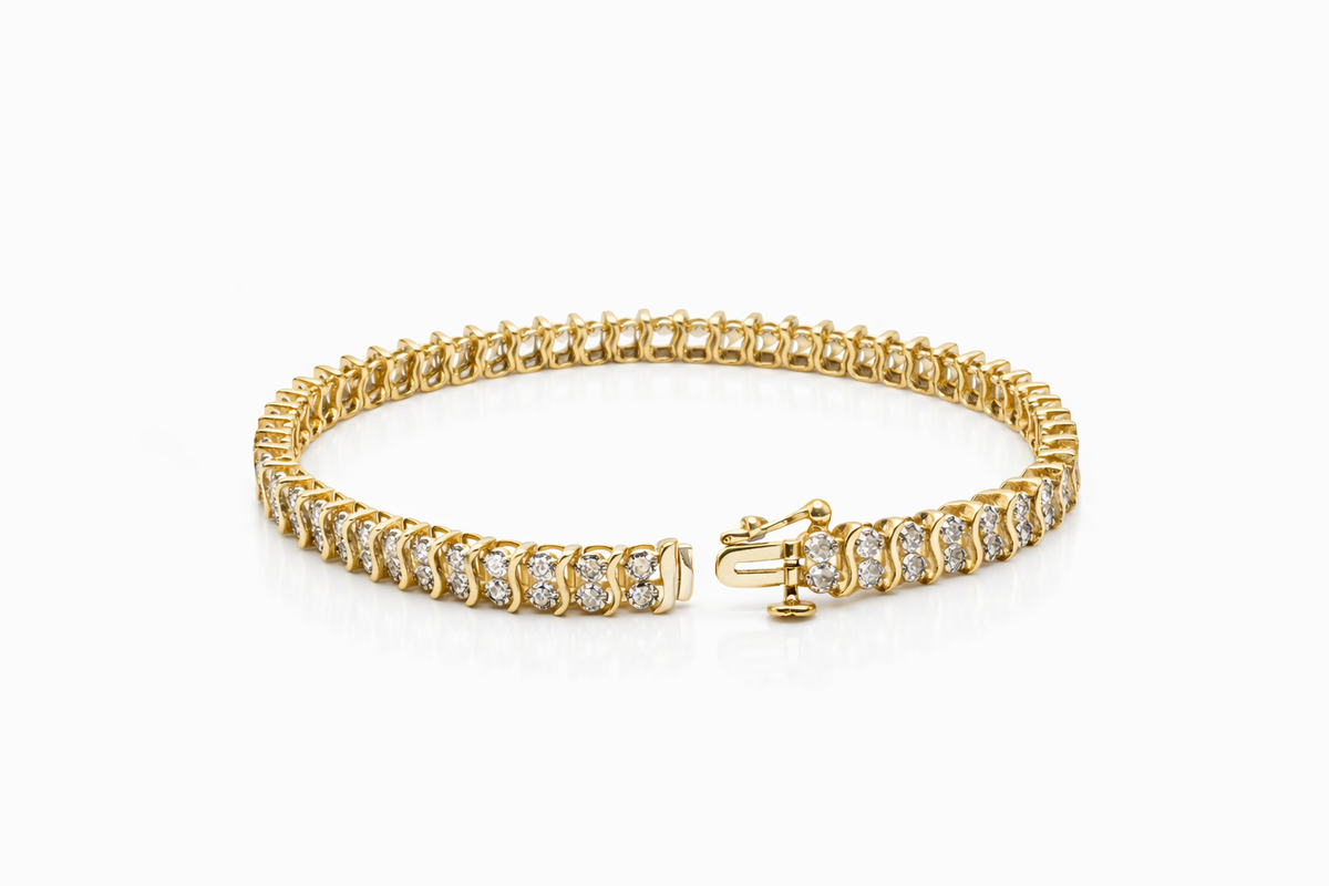 14KT ELEGANT AND DELICATE DIAMOND WOMAN'S BRACELET Size 7INCH Weight 12.5GR