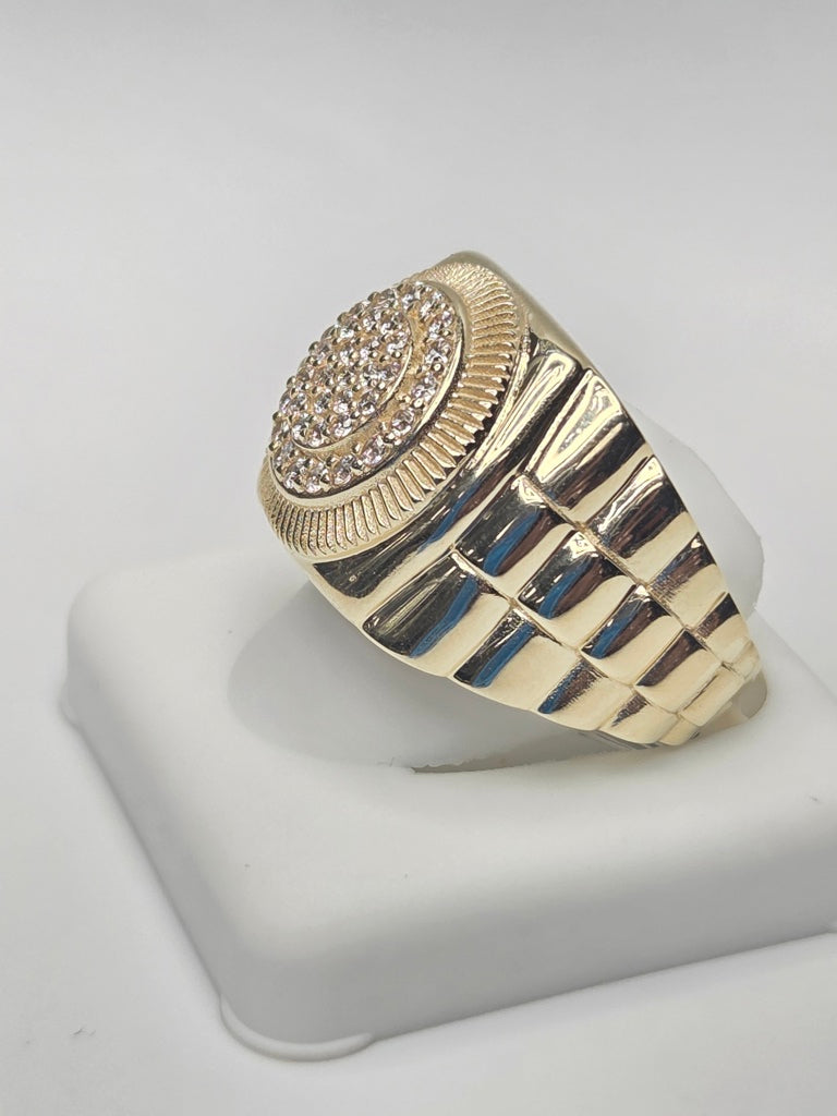 14KT CZ ROUND ELEGANT MAN'S RING Size 12 Weigth 10.4GR