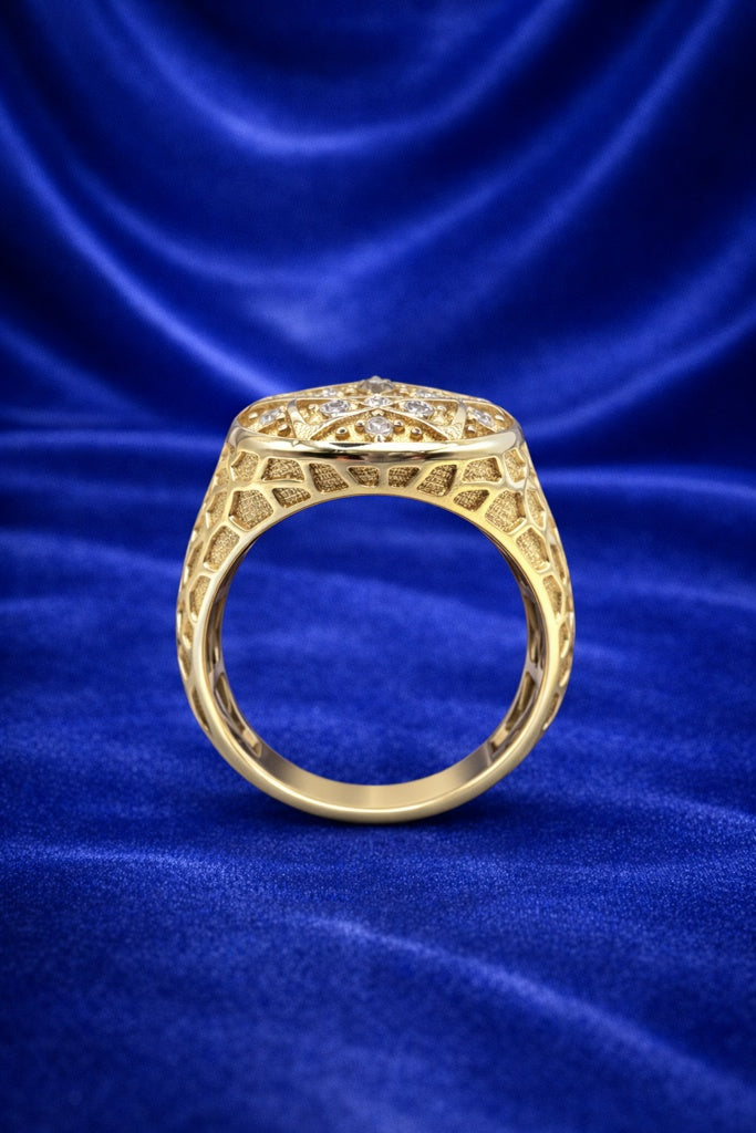 10KT ROUND FLOWER DESIGN SMALL ROSETTA MAN'S RING Size 12 Weigth 4.3GR