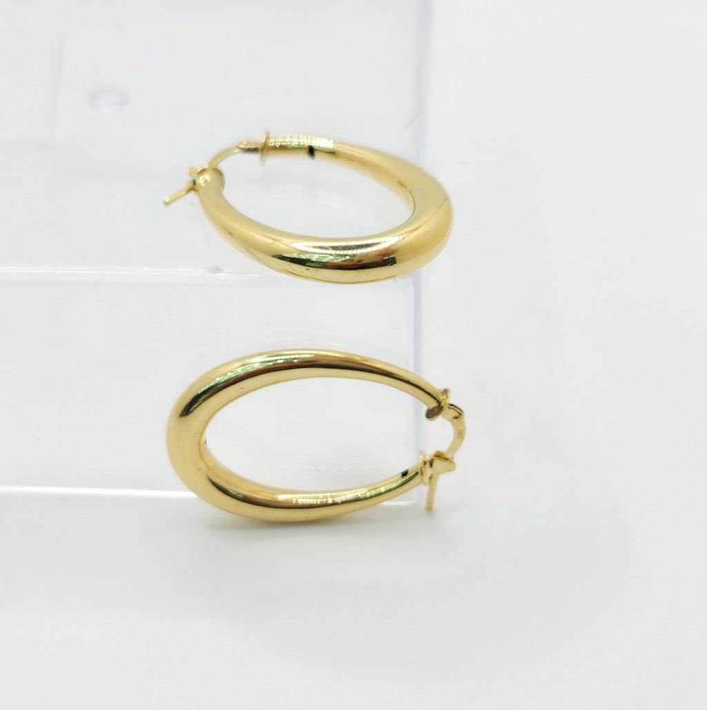 10KT SMALL MODERN OVAL HOOPS EARRINGS Weight 3.6GR