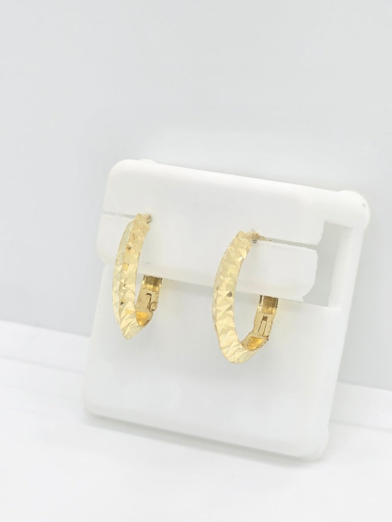 10K DIAMOND CUT EDGE HOOP EARRINGS SMALL 2