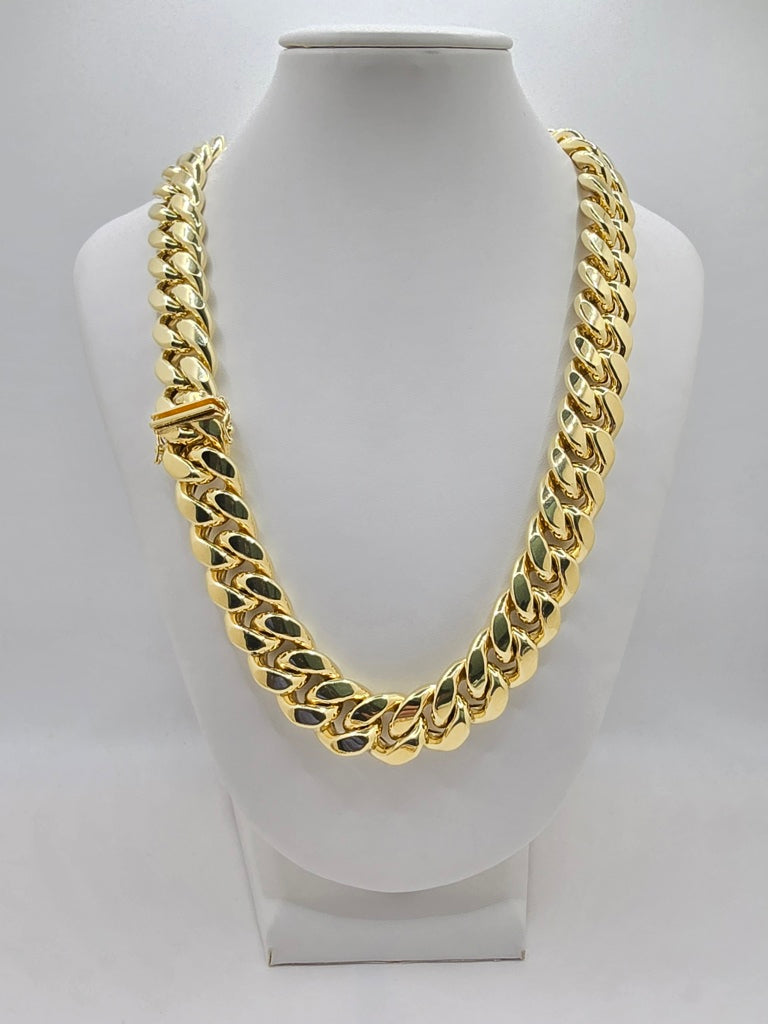 10KT SEMISOLID MIAMI CUBAN CHAIN 15MM 26INCH Weight 131.2GRS