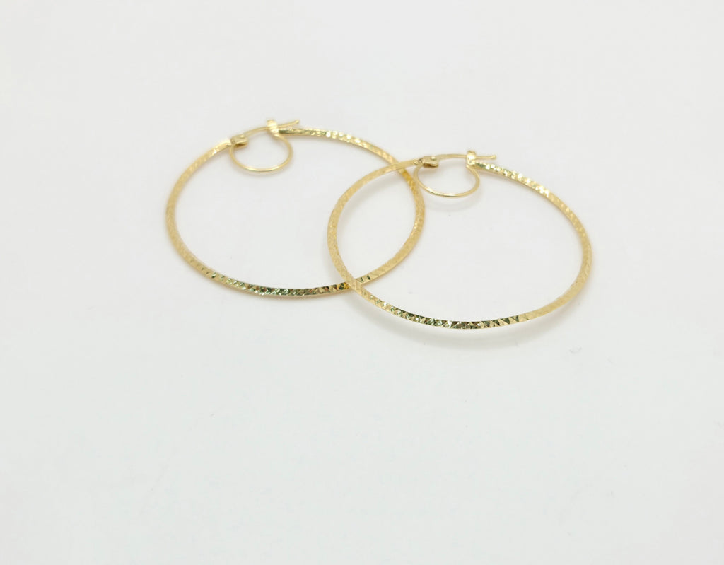 10KT LARGE FINE DIAMOND CUT HOOPS EARRINGS Weight 2GR