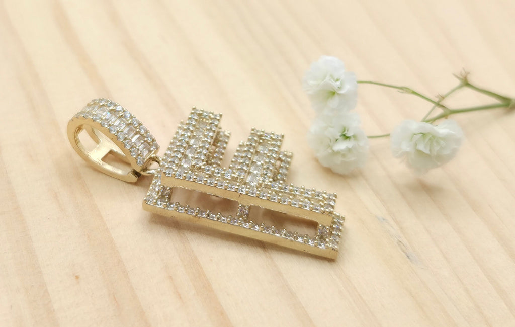10KT SMALL CZ "F" LETTER PENDANT Weight 4.3GR