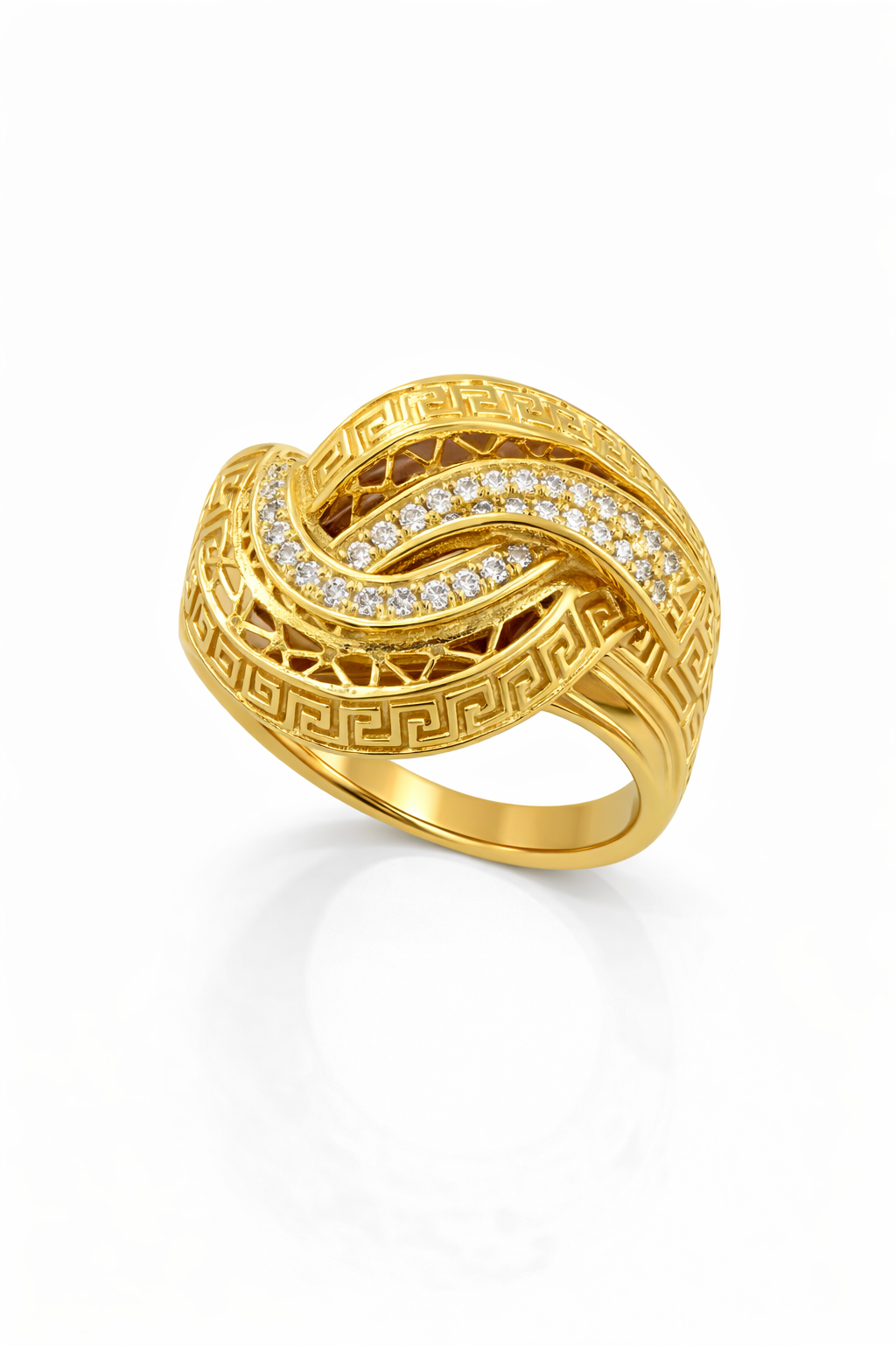 14KT MODERN SPIRAL GREEK DESIGN WOMAN'S RING Size 8 Weight 5.6GR