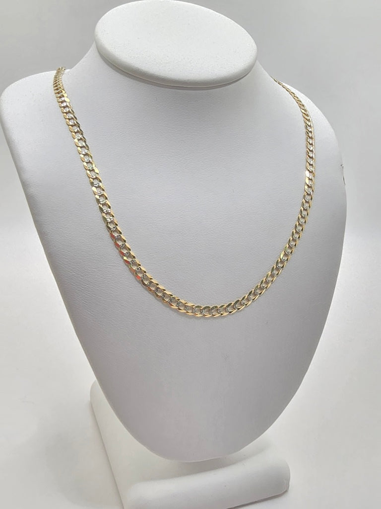 10KT TWO TONE CUBAN CURB FLAT CHAIN Size 22INCH 3MM Weight 6GR