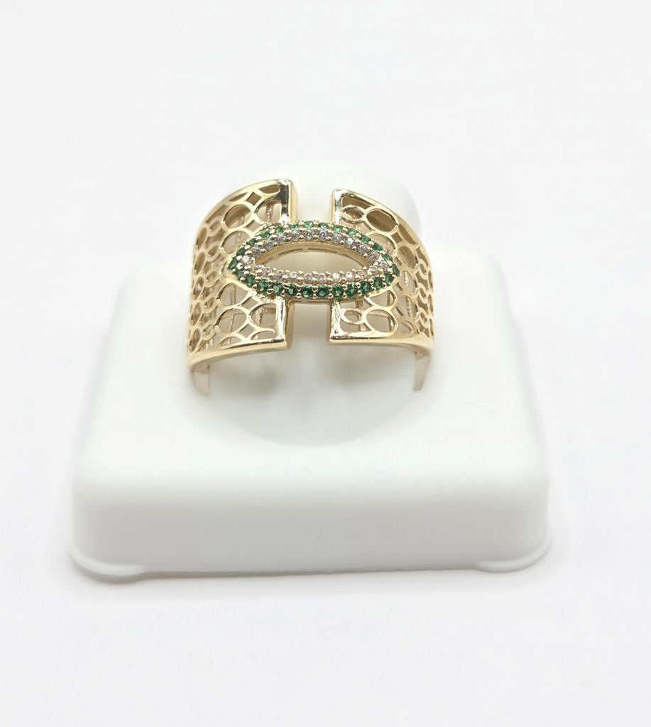 10KT FANCY OAVLS SILHOUETTES BACK DESIGN OVAL DETAIL CENTER RING Size 7-7.5-8 Weigth 2.55GR