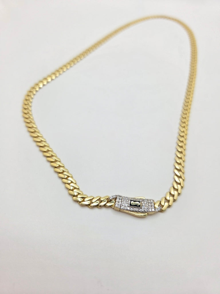 10KT CERTIFIED MONACO CHAIN CZ CLOSURE Size 18INCH 5MM Weight 11GR