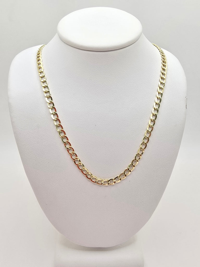 10KT HOLLOW CUBAN CURB FLAT CHAIN Size 22INCH 3.5MM Weight 4.3GR