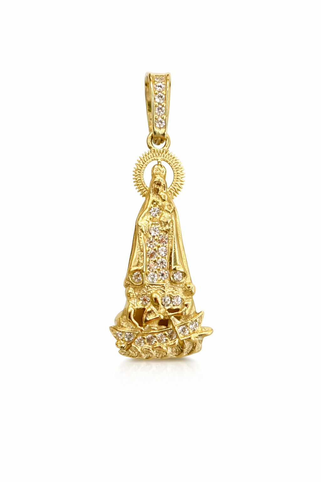 10KT SMALL YELLOW GOLD CZ CARIDAD PENDANT Size SMALL Weigth 1.8GR