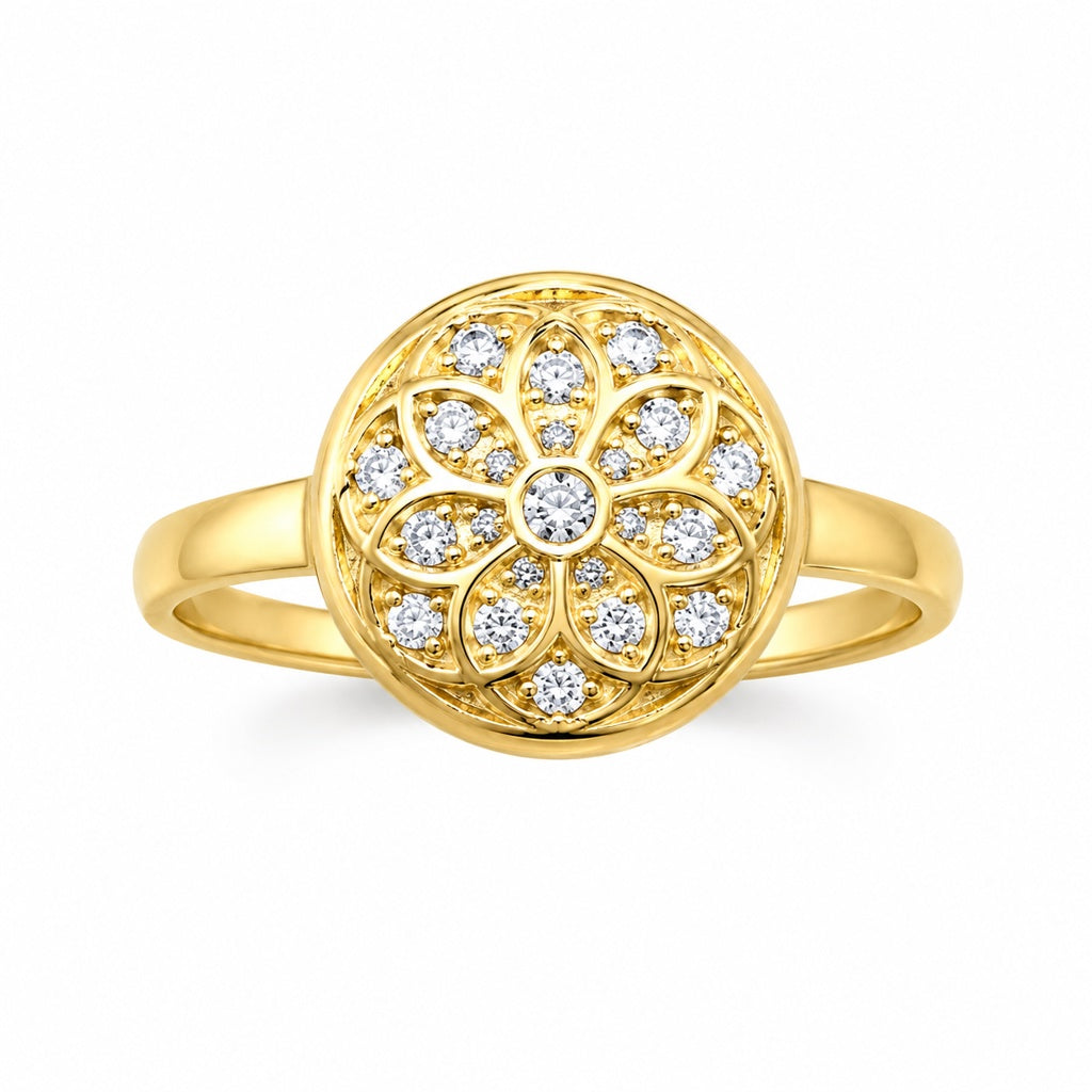 14KT SMALL ROUND ROSETTA WOAMN'S RING Size 8INCH  Weigth 2.2GR