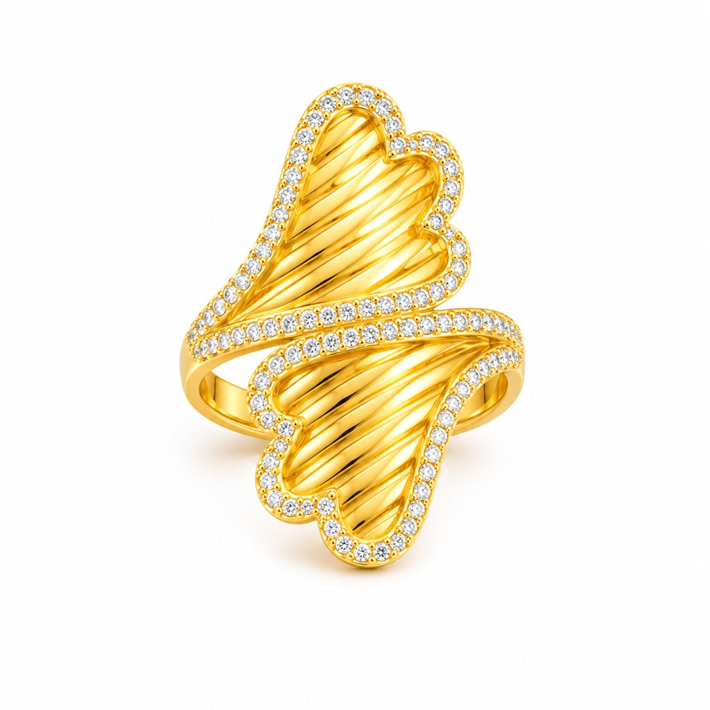 14KT MODERN CZ DETAIL RING Size 8 Weight 3.8