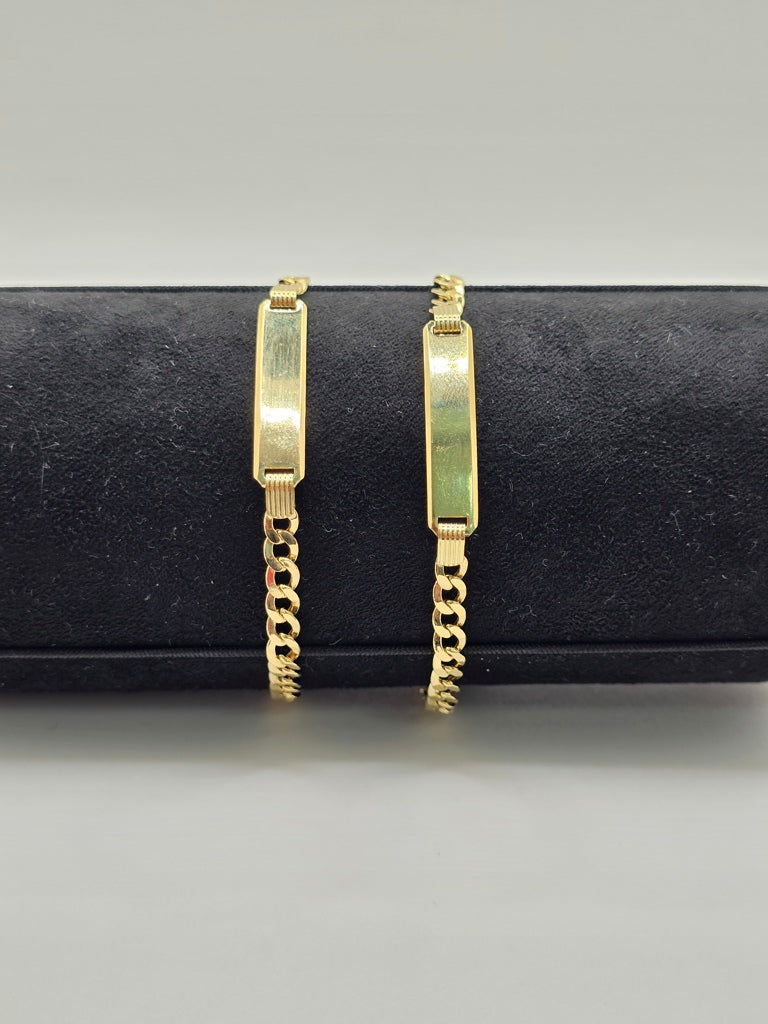 10KT BABY ID CUBAN CURB FLAT BRACELET Size 6INCH 4.5MM Weight 3.9GR