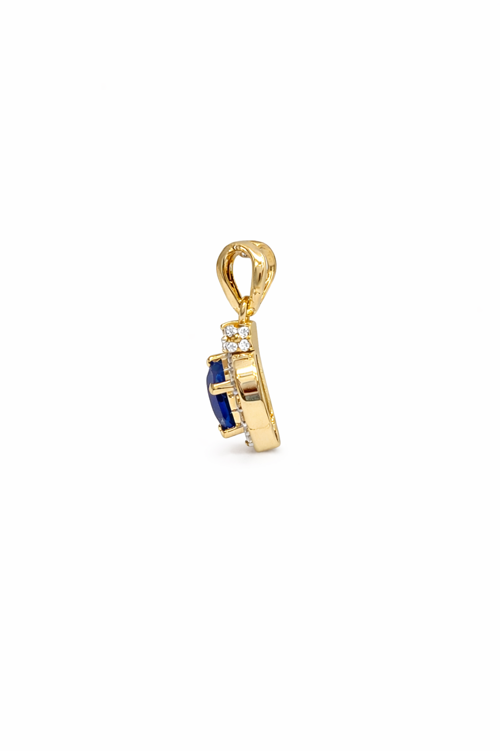 14KT NATURAL DIAMOND AROUND HEART LAB ZAFIRO PENDANT Size 0.69CT/0.78GM