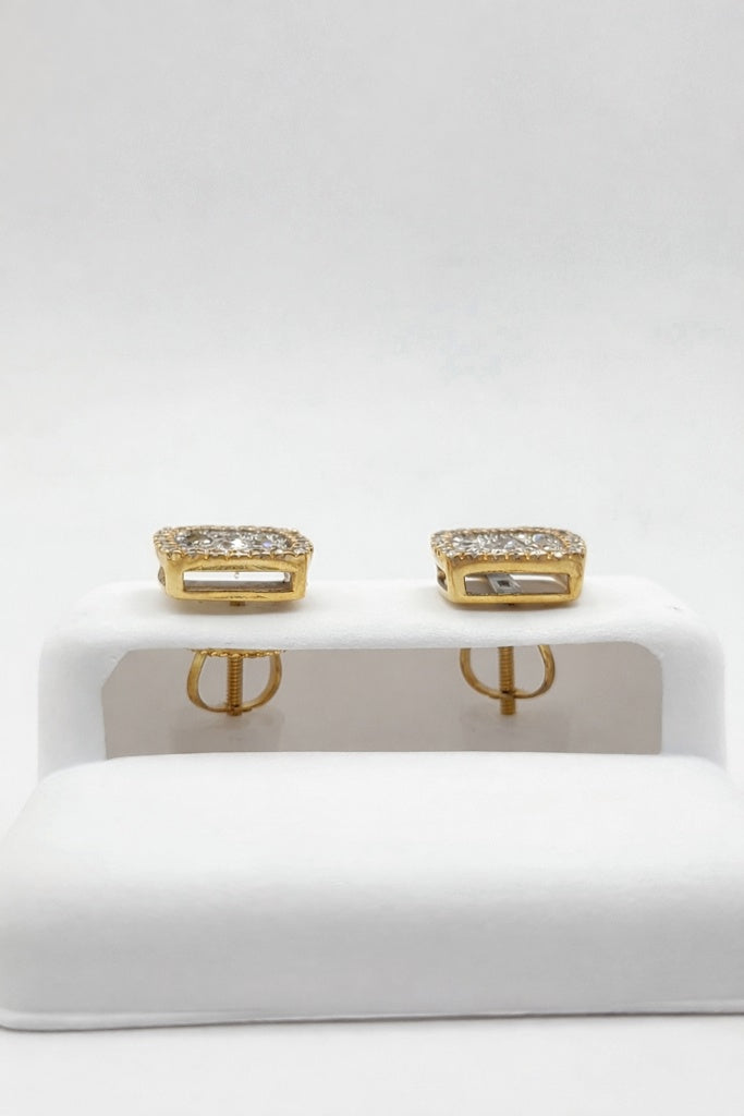 14KT ELGANT SQUARE NATURAL  DIAMOND EARRINGS