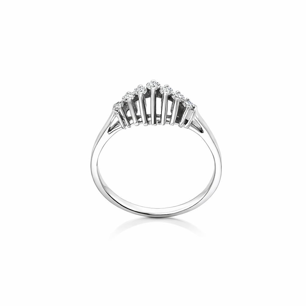 14KT WHITE GOLD DIAMOND WOMAN'S RING Size 6 Weight 1.6GR