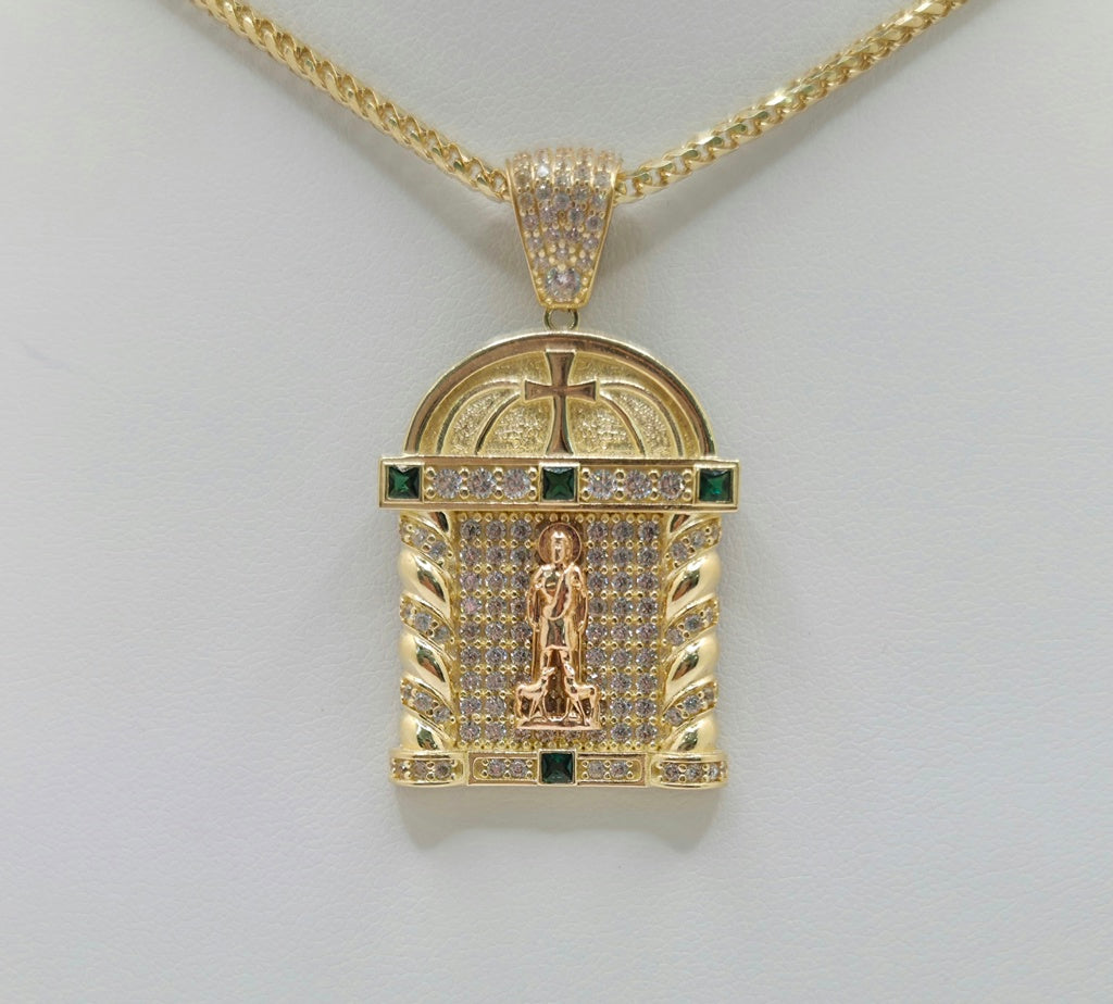 14KT CZ HOUSE STYLE SAN LAZARO PENDANT Weight 9.4GR