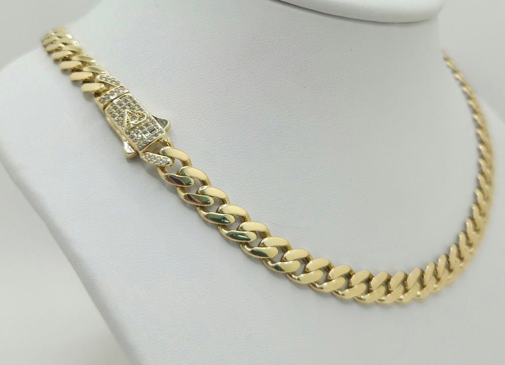 14KT CZ HEART MONACO STYLE NECKLACE Size 16INCH 7MM Weight 23GR