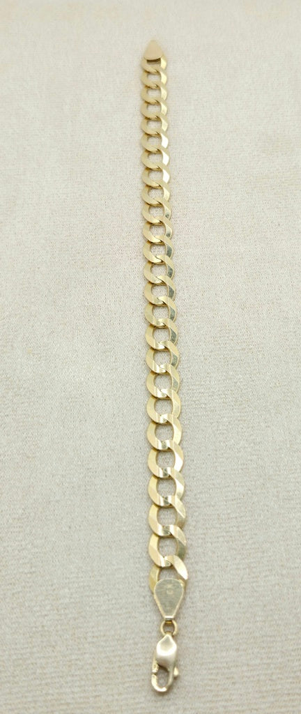 14KT SOLID CUBAN CURB FLAT BRACELET Size 8.5INCH 10MM Weight 17.5GR
