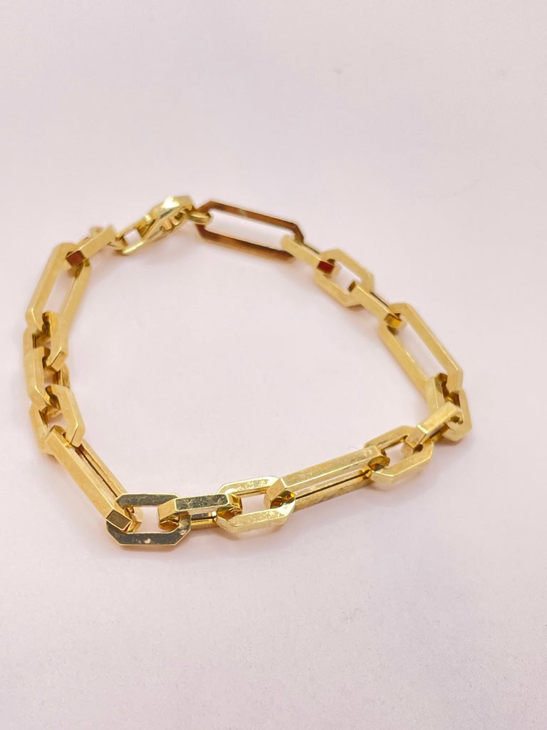 14KT  SQUARE PAPER CLIP BRACELET Size 7INCH 6MM Weight 5.1GR