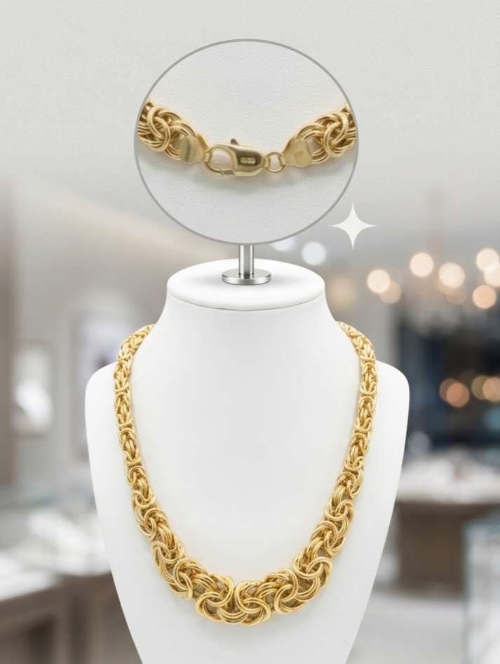 10KT DEGRADING BYZENTINE NECKLACE Size 18INCH Weight 40.1GR