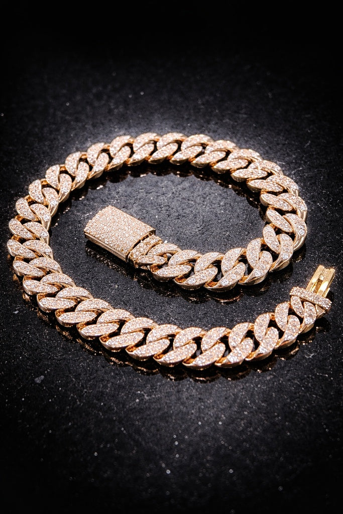 10KT DIAMOND MIAMI CUBAN LINK BRACELET Size 8INCH 7MM Weigth 17.9GR