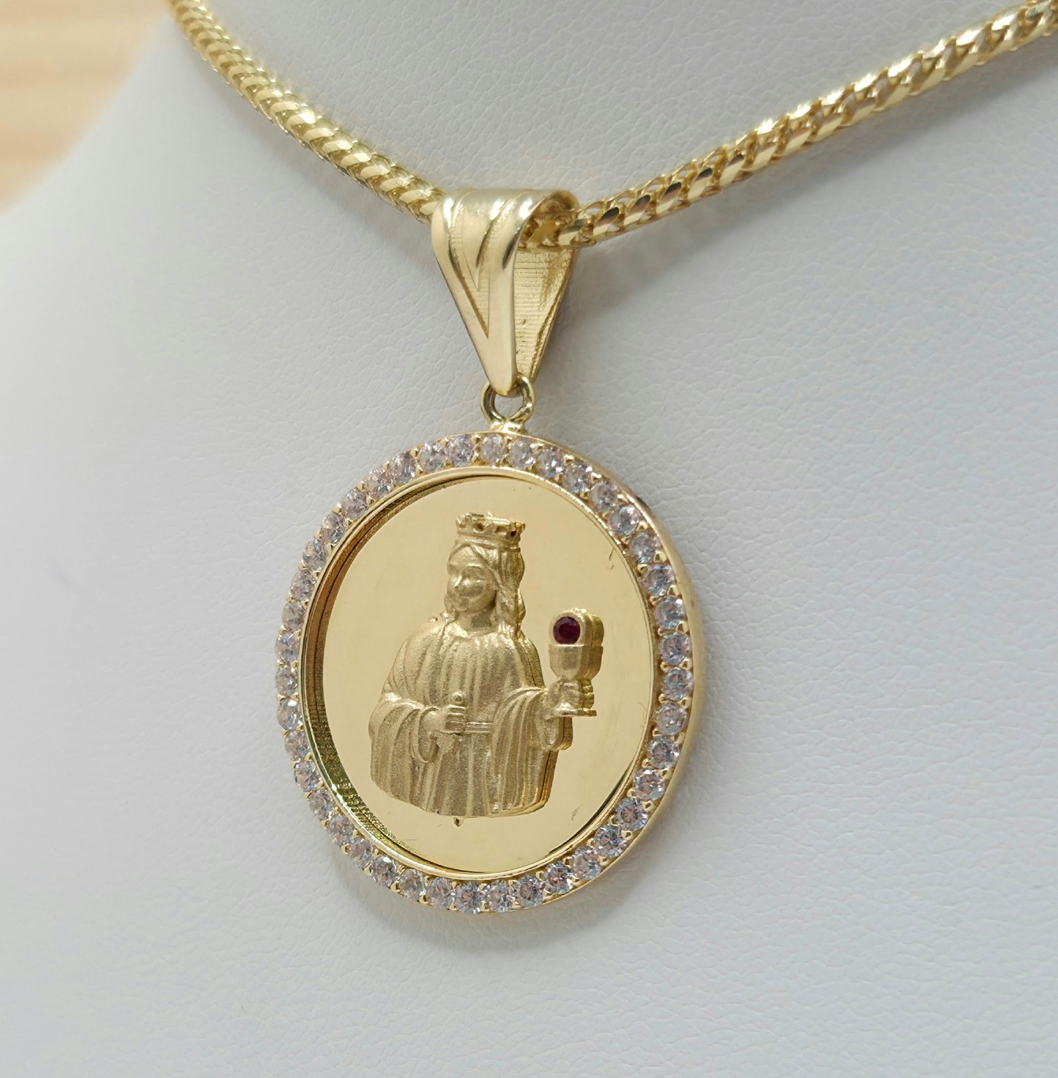 14KT CZ ROUND SANTA BARBARA PENDANT Weight 5.5GR